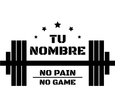 Sticker Gym Prénom Personnalisable No pain no game - TenStickers