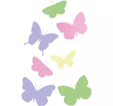 Sticker Mural Papillon Papillons mignons colorés pastel - TenStickers