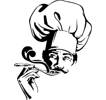 Sticker Mural Personalisé Chef cuisinant et sentant la soupe - TenStickers