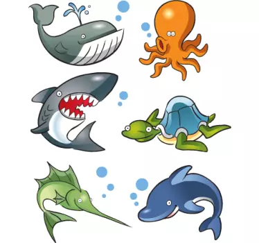 Sticker enfant animaux des mers - TenStickers