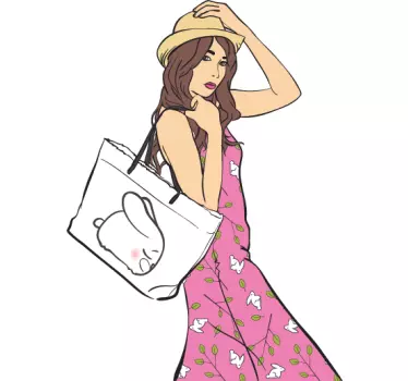 Sticker femme sac fashion - TenStickers