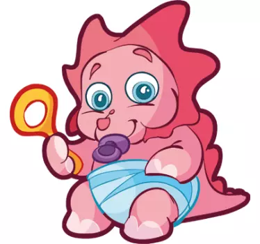 Sticker enfant dinosaure bébé rose - TenStickers