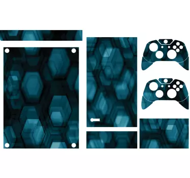 Autocollant Xbox One Hexagones futuristes gris et bleues claires - TenStickers