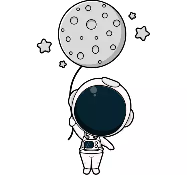 Sticker enfant astronaute avec ballon - TenStickers