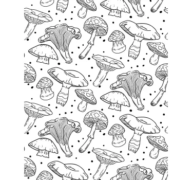 Sticker Meuble champignons monochromes dessinés à la main - TenStickers