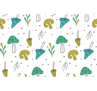 Sticker Meuble champignons bleu clair dessiné à la main - TenStickers