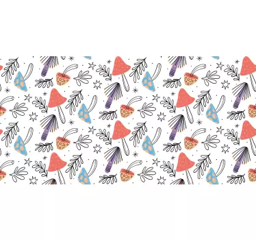 Sticker Meuble design champignons colorés peints à la main - TenStickers