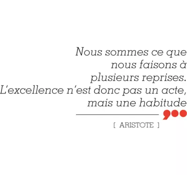 Sticker citation L'excellence Aristote - TenStickers