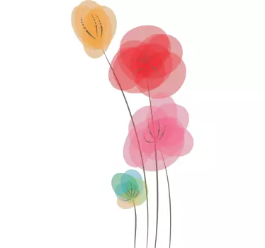Sticker mural floral coquelicots couleurs - TenStickers