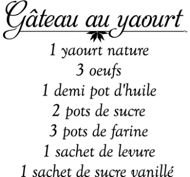 Sticker recette gâteau au yaourt - TenStickers