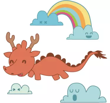 Sticker enfant dragon arc en ciel - TenStickers