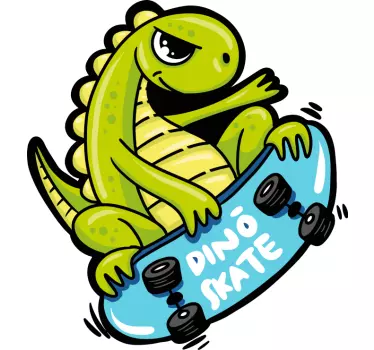 Sticker mural dinosaure dinosaurien sur skateboard - TenStickers