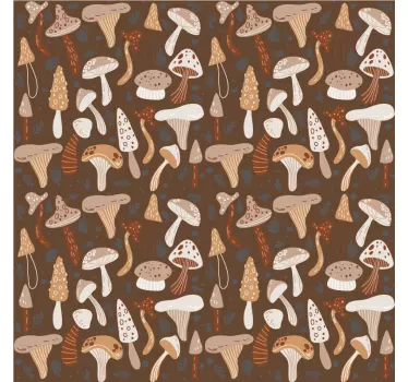 Sticker Deco Meuble Champignons forestiers sur fond marron - TenStickers