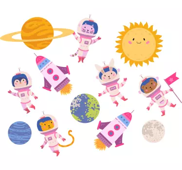 Sticker espace aventure mignonne d'astronautes - TenStickers