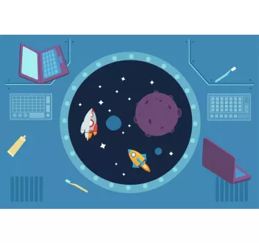 Sticker espace scène d'aventure de fusée - TenStickers