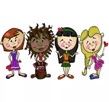 Sticker enfants quatre filles - TenStickers