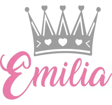 Autocollant Personnalisé Couronne en argent avec nom rose - TenStickers
