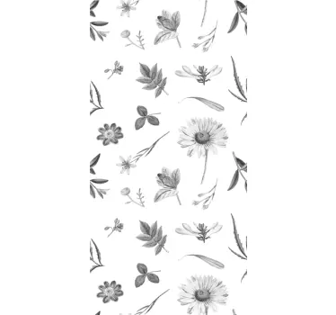 Sticker pour Frigo Fleurs de sprint grises - TenStickers