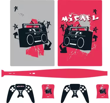 Sticker PS5 ambiance musicale rétro - TenStickers