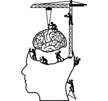 Sticker cerveau en construction - TenStickers