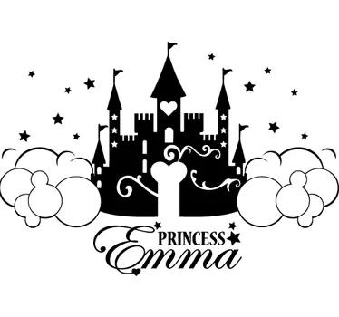 Sticker chambre bébé fille château personnalisable - TenStickers