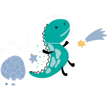 Sticker Mural Espace Dinosaures drôles avec des planètes - TenStickers