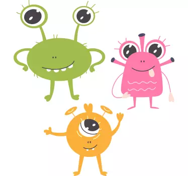 Sticker Espace Illustration amusante d'extraterrestres colorés - TenStickers