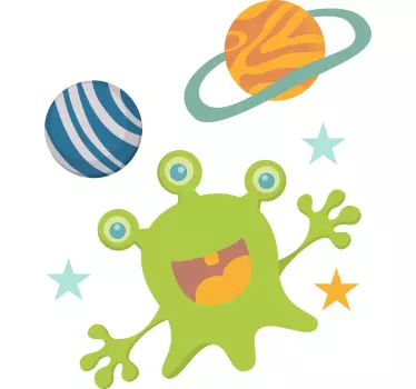 Sticker illustration de nouvelles planètes et extraterrestres - TenStickers