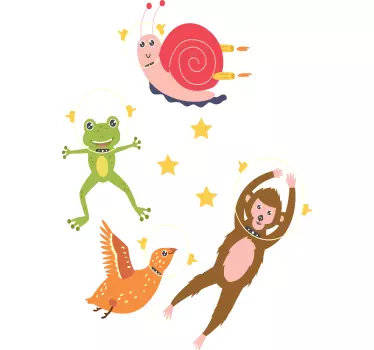Sticker espace animaux amis amusants - TenStickers