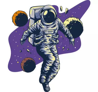 Sticker espace astronaute en orbite - TenStickers