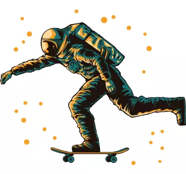Sticker espace figure d'astronaute en skate - TenStickers