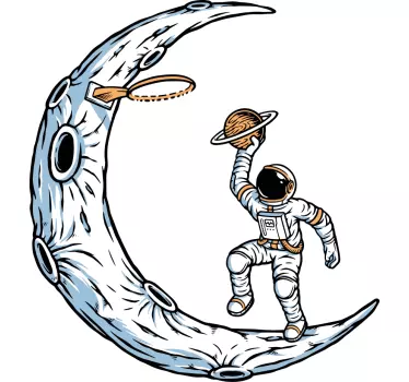 Sticker Pour Chambre Astronaute jouant au basket - TenStickers