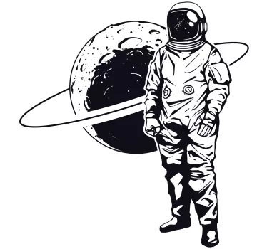 Sticker espace astronaute avec planète - TenStickers