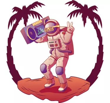 Sticker Chambre Ado Astronaute dansant en combinaison spatile - TenStickers