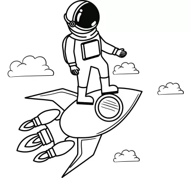 Sticker Mural Espace Fusée astronaute et étoiles - TenStickers