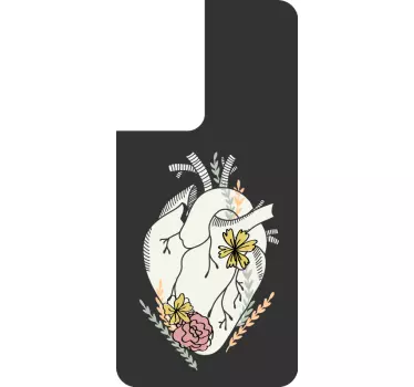 Sticker samsung motif floral en forme de cœur - TenStickers