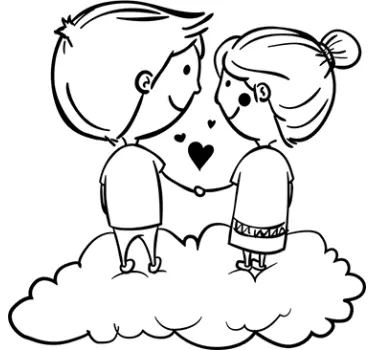 Sticker couple ciel en noir - TenStickers