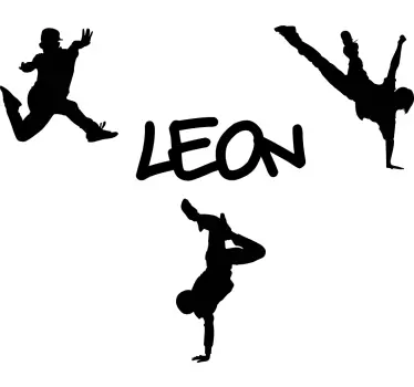 Autocollant Trois silhouettes de danseurs avec prénom en graffiti - TenStickers