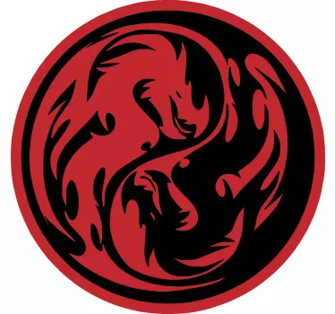 Sticker mural dinosaure dragons yin yang - TenStickers