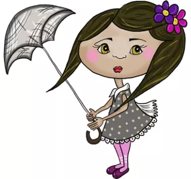 Sticker enfant poupée parapluie - TenStickers