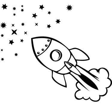 Sticker espace dessin de fusée et étoiles - TenStickers