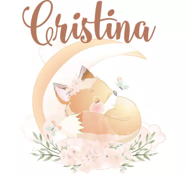Stickers Chambre Bébé Renard mignon pour fille avec nom - TenStickers