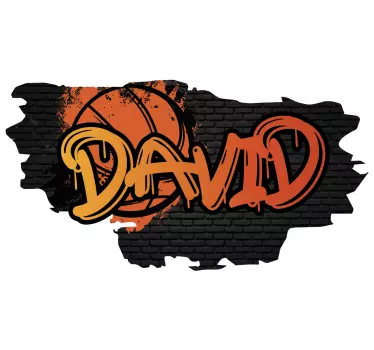 Sticker mural nom personnalisé graffiti basket-ball - TenStickers