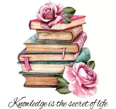 Sticker citation livres et roses - TenStickers