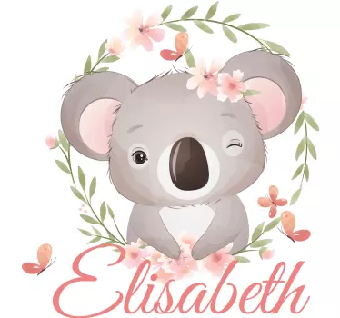 Sticker chambre enfant koala avec nom - TenStickers