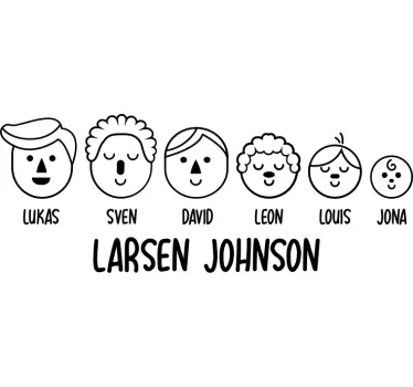 Sticker monde icônes de visages en famille - TenStickers
