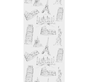 Sticker pour Frigo Modèle de monuments les plus célèbres - TenStickers