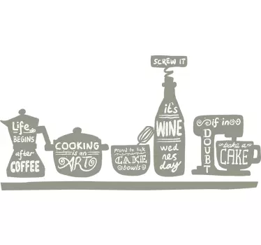 Autocollant étagère de cuisine couleur grise - TenStickers