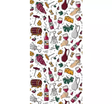 Sticker Frigo raisins, de vin et de fromage - TenStickers