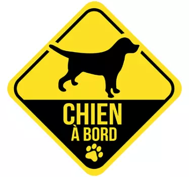 Sticker voiture chien à bord couleur - TenStickers